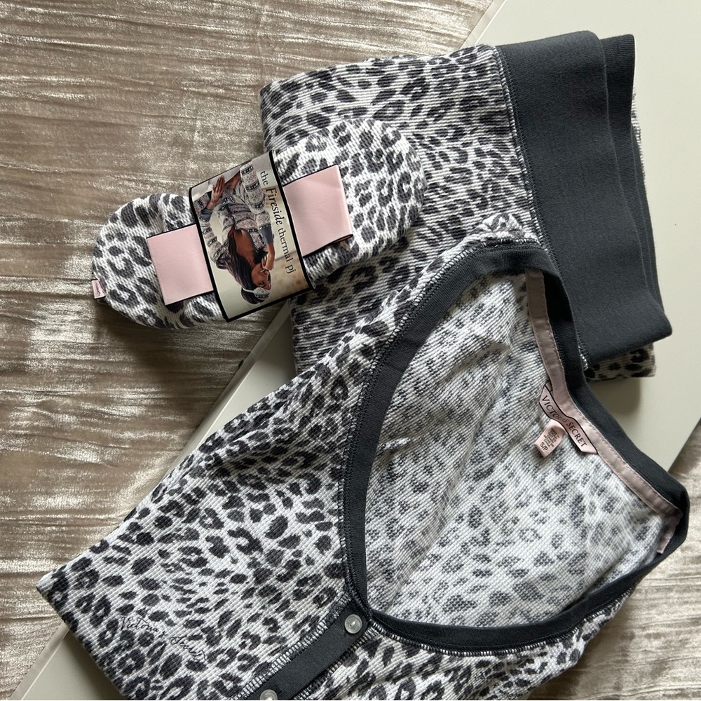 Victoria's Secret Leopard Print Thermal Pajama Set